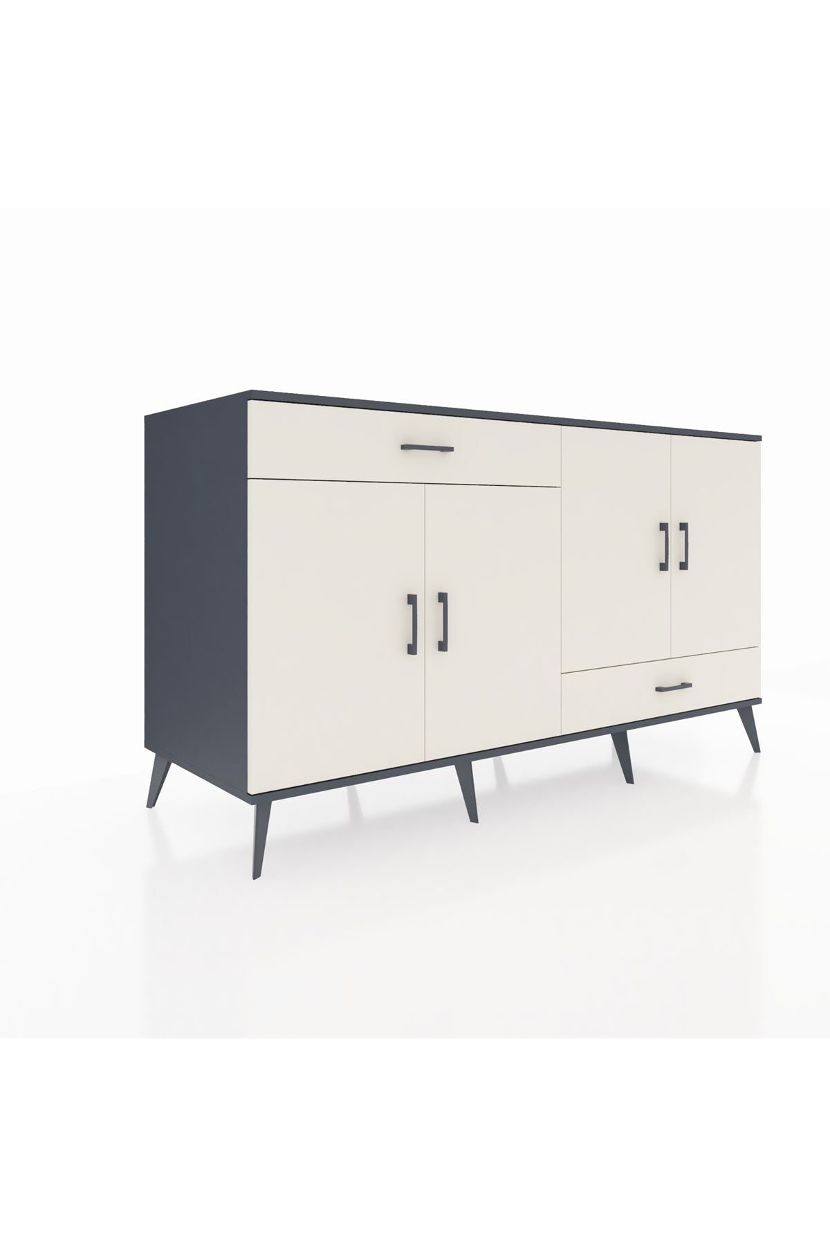 Kronos Konsol 5 Raflı 2 Çekmeceli 4 Kapaklı 176x59x99 Antrasit-Aytaşı