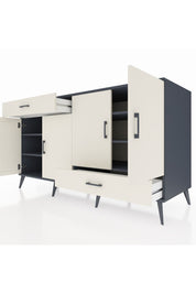 Kronos Konsol 5 Raflı 2 Çekmeceli 4 Kapaklı 176x59x99 Antrasit-Aytaşı