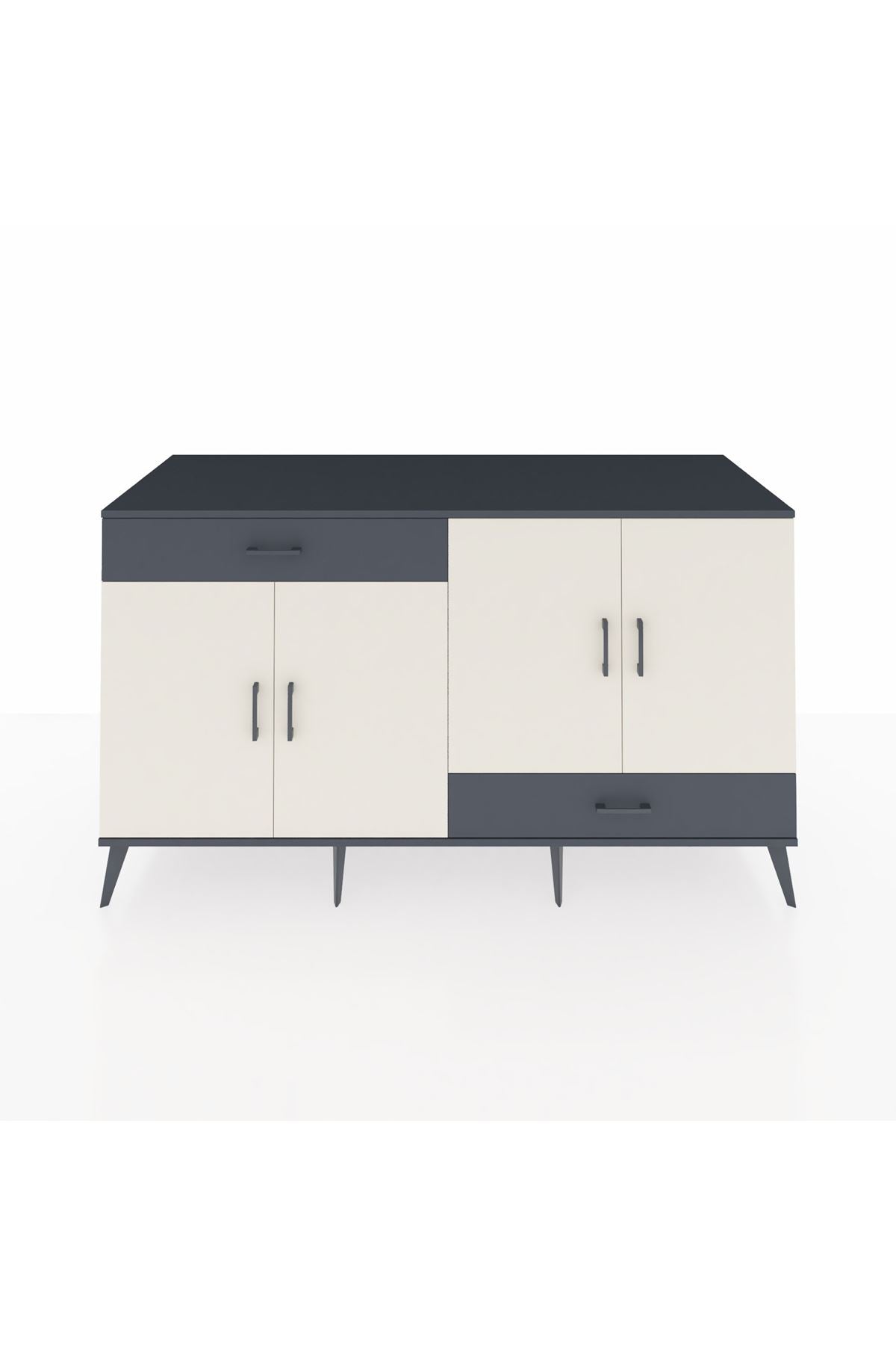 Kronos Konsol 5 Raflı 2 Çekmeceli 4 Kapaklı 176x59x99 Antrasit-Aytaşı/Antrasit