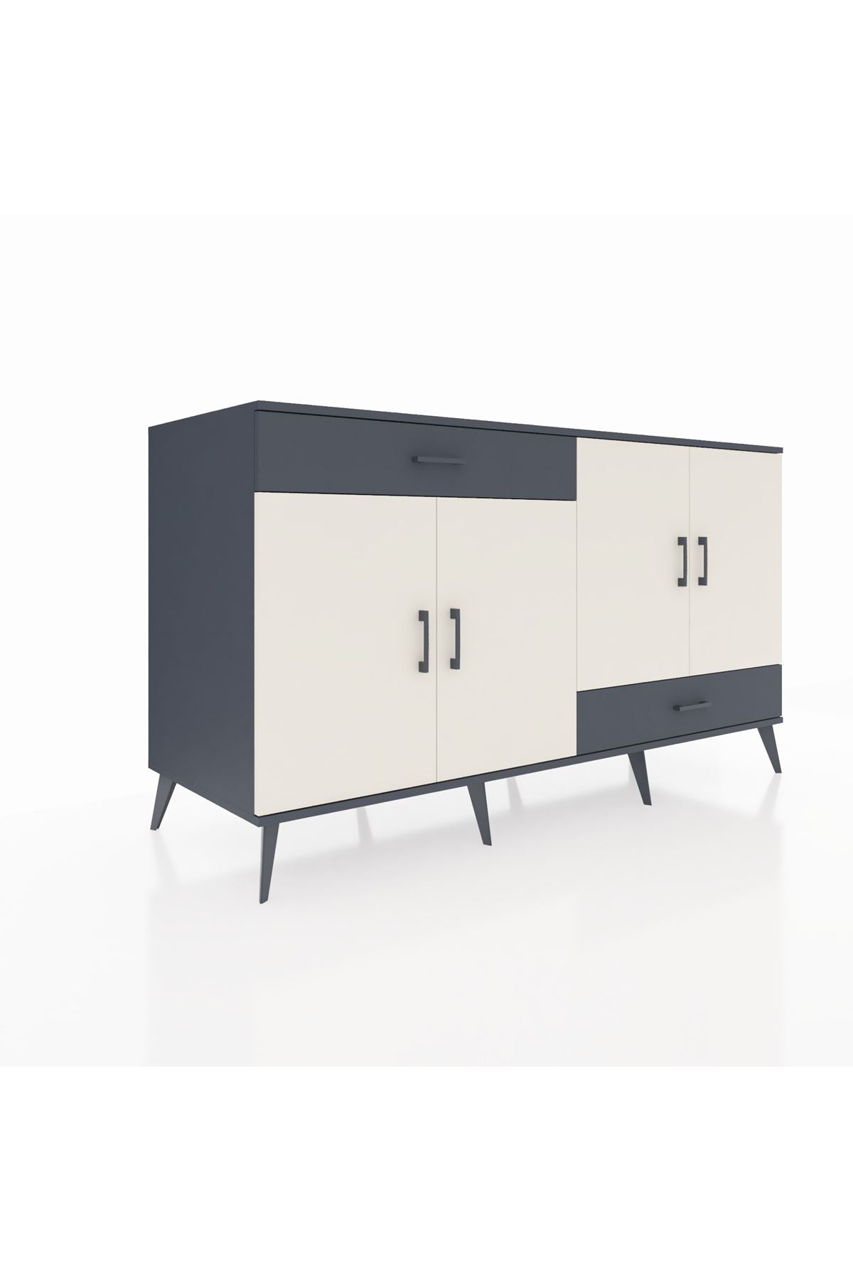 Kronos Konsol 5 Raflı 2 Çekmeceli 4 Kapaklı 176x59x99 Antrasit-Aytaşı/Antrasit