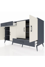 Kronos Konsol 5 Raflı 2 Çekmeceli 4 Kapaklı 176x59x99 Antrasit-Aytaşı/Antrasit