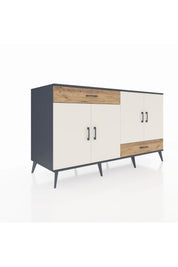 Kronos Konsol 5 Raflı 2 Çekmeceli 4 Kapaklı 176x59x99 Antrasit-Aytaşı/Çam