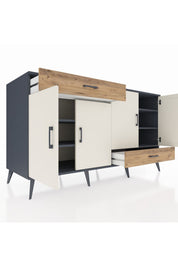 Kronos Konsol 5 Raflı 2 Çekmeceli 4 Kapaklı 176x59x99 Antrasit-Aytaşı/Çam