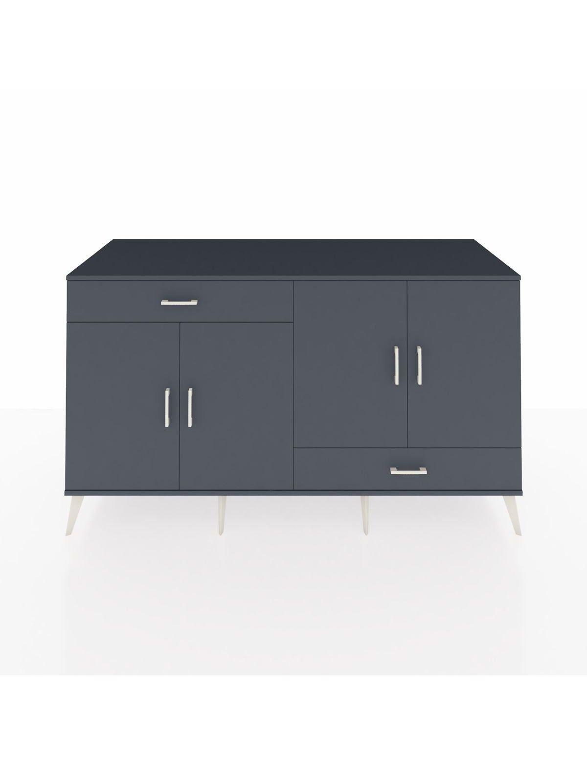 Kronos Konsol 5 Raflı 2 Çekmeceli 4 Kapaklı 176x59x99 Antrasit-Antrasit