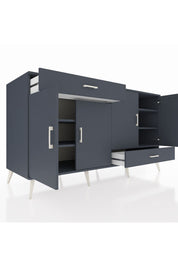 Kronos Konsol 5 Raflı 2 Çekmeceli 4 Kapaklı 176x59x99 Antrasit-Antrasit