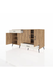 Kronos Konsol 5 Raflı 2 Çekmeceli 4 Kapaklı 176x59x99 Çam-Çam/Aytaşı