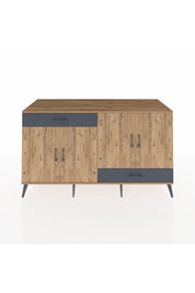 Kronos Konsol 5 Raflı 2 Çekmeceli 4 Kapaklı 176x59x99 Çam-Çam/Antrasit