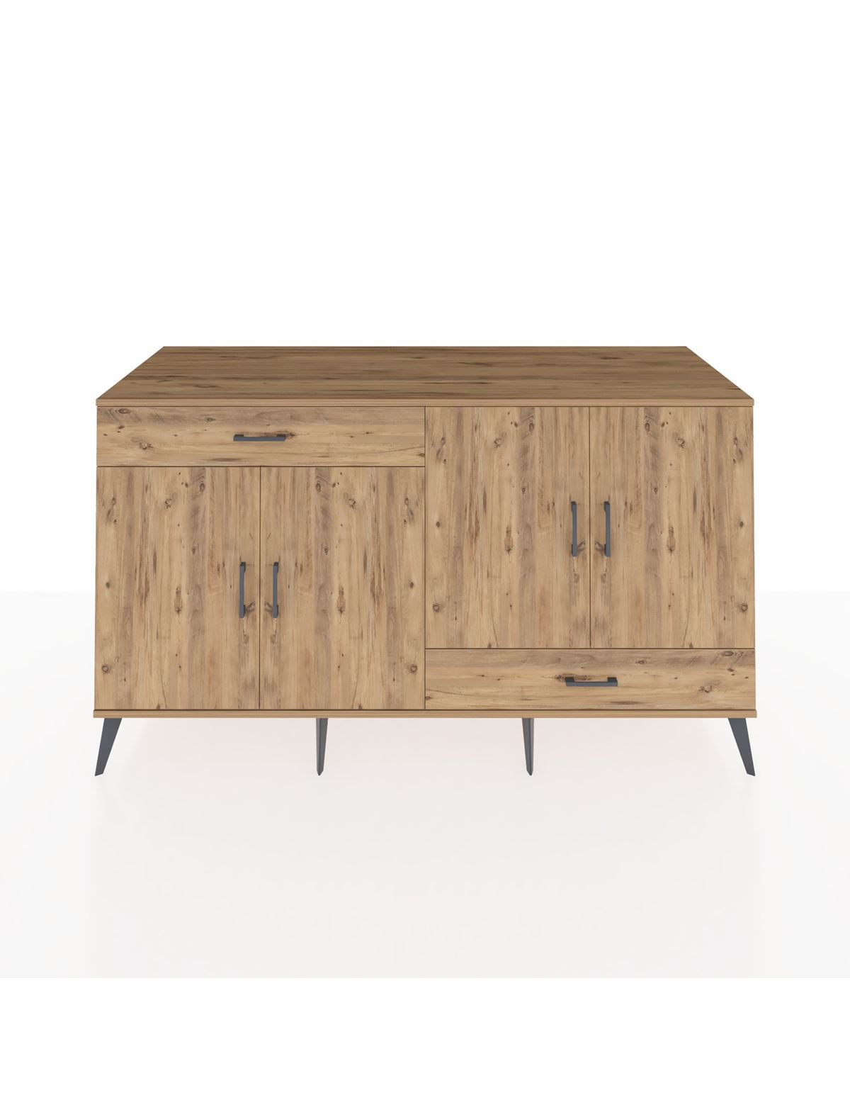 Kronos Konsol 5 Raflı 2 Çekmeceli 4 Kapaklı 176x59x99 Çam-Çam