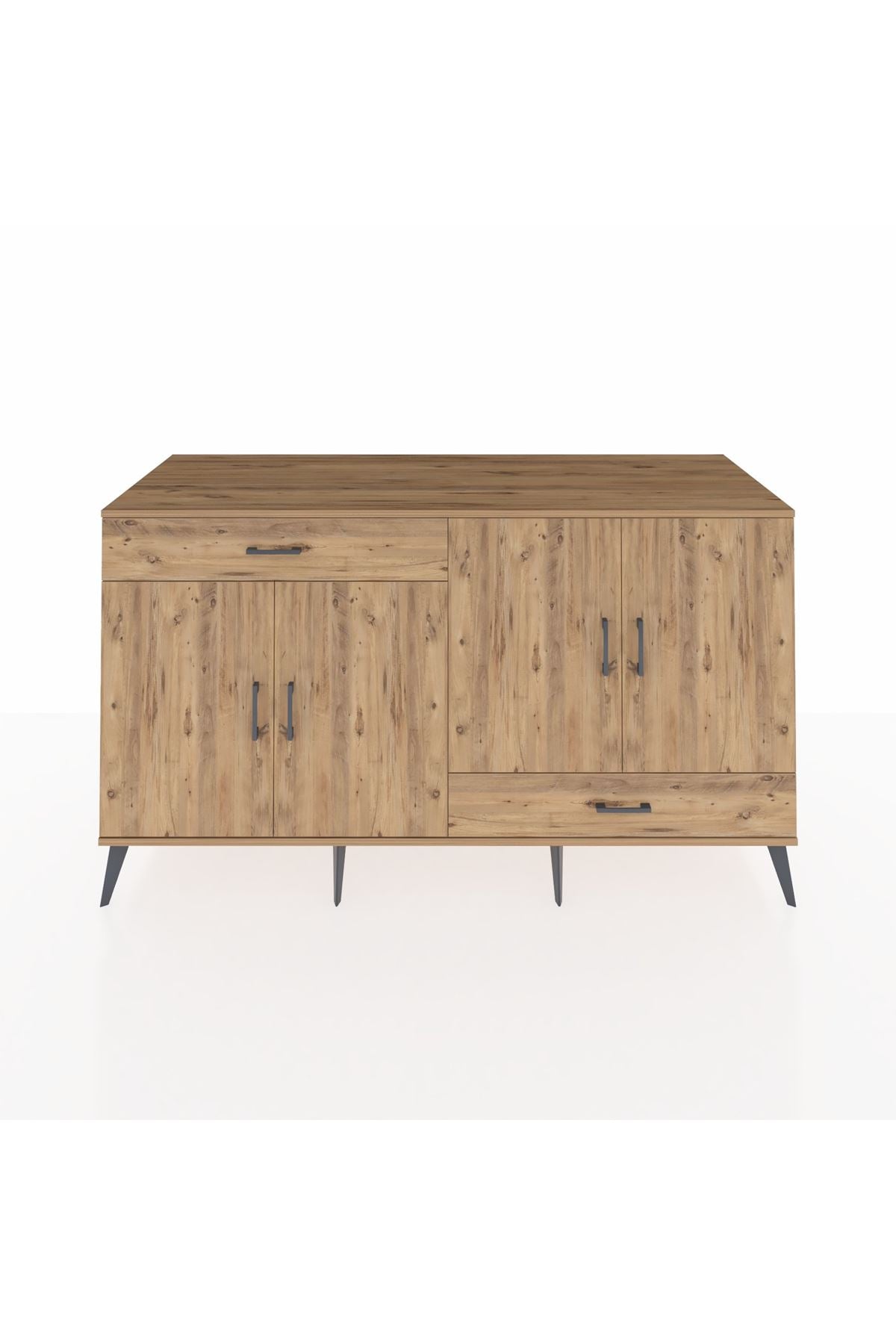 Kronos Konsol 5 Raflı 2 Çekmeceli 4 Kapaklı 176x59x99 Çam-Çam