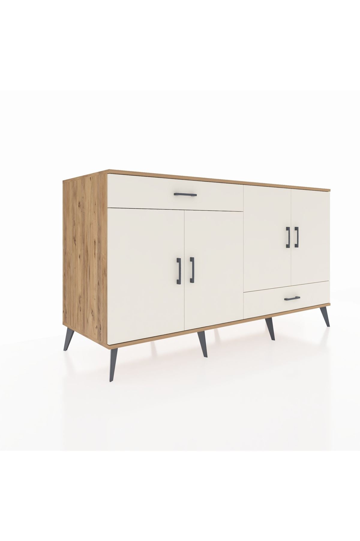 Kronos Konsol 5 Raflı 2 Çekmeceli 4 Kapaklı 176x59x99 Çam-Aytaşı