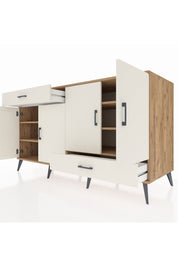 Kronos Konsol 5 Raflı 2 Çekmeceli 4 Kapaklı 176x59x99 Çam-Aytaşı