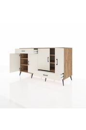 Kronos Konsol 5 Raflı 2 Çekmeceli 4 Kapaklı 176x59x99 Çam-Aytaşı