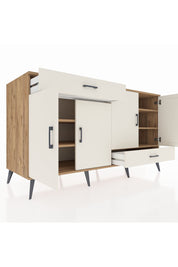 Kronos Konsol 5 Raflı 2 Çekmeceli 4 Kapaklı 176x59x99 Çam-Aytaşı