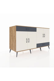 Kronos Konsol 5 Raflı 2 Çekmeceli 4 Kapaklı 176x59x99 Çam-Aytaşı/Antrasit