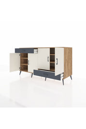 Kronos Konsol 5 Raflı 2 Çekmeceli 4 Kapaklı 176x59x99 Çam-Aytaşı/Antrasit