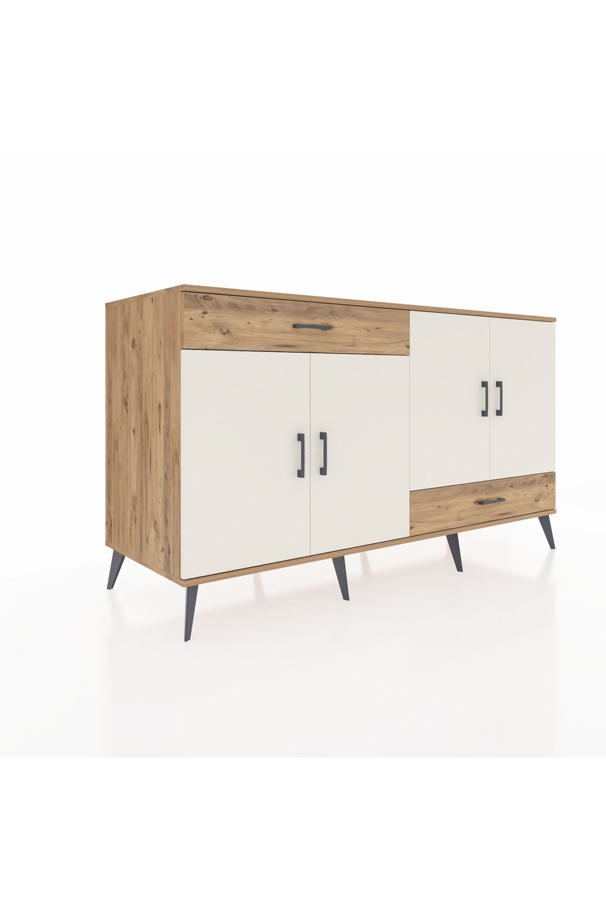 Kronos Konsol 5 Raflı 2 Çekmeceli 4 Kapaklı 176x59x99 Çam-Aytaşı/Çam