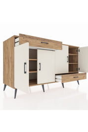 Kronos Konsol 5 Raflı 2 Çekmeceli 4 Kapaklı 176x59x99 Çam-Aytaşı/Çam