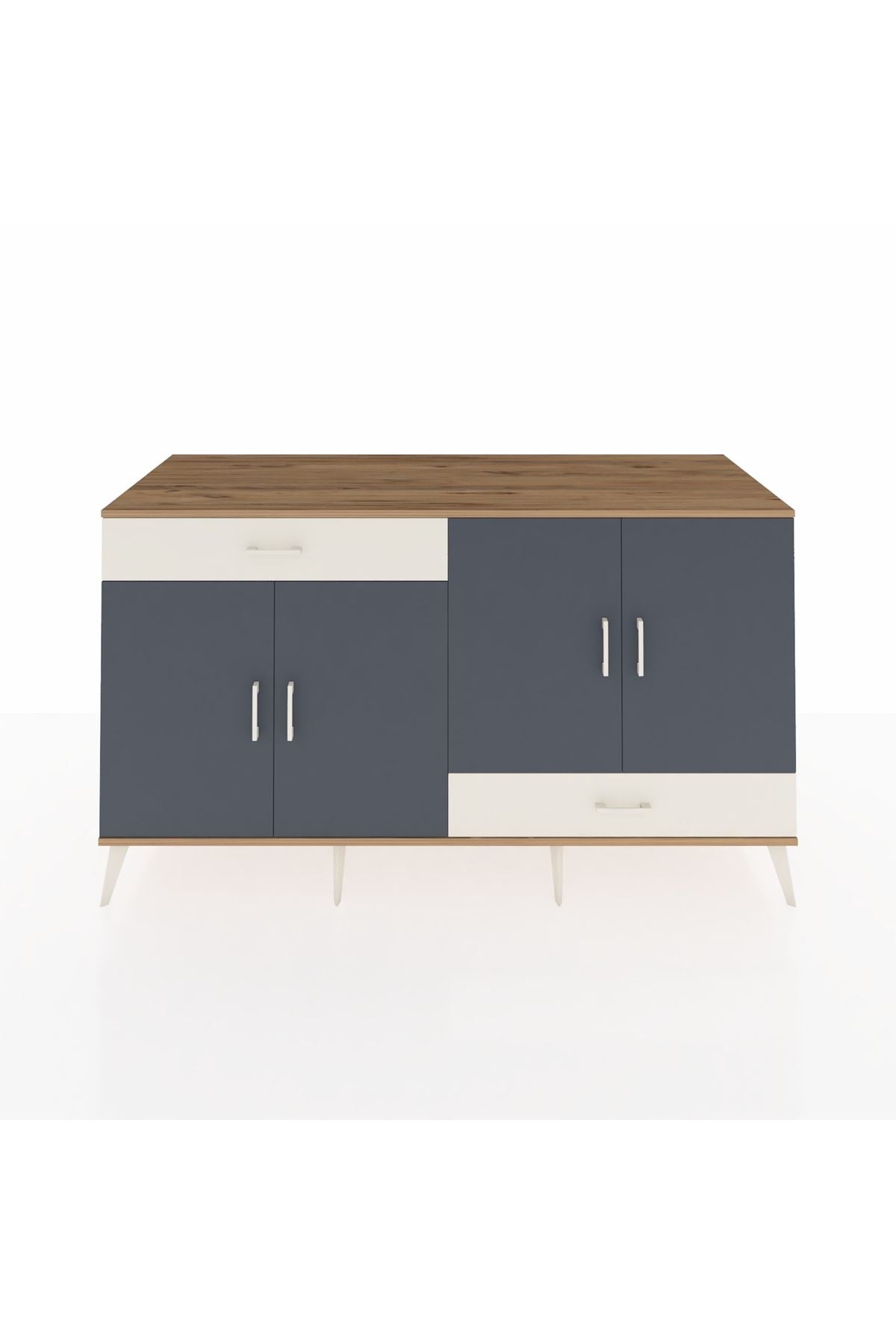 Kronos Konsol 5 Raflı 2 Çekmeceli 4 Kapaklı 176x59x99 Çam-Antrasit/Aytaşı