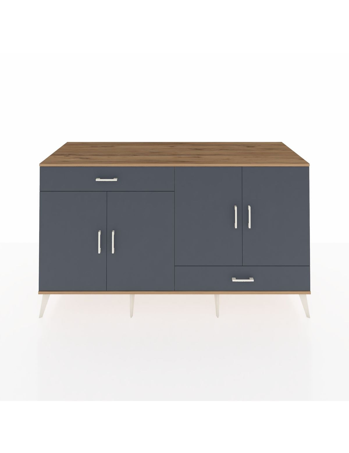 Kronos Konsol 5 Raflı 2 Çekmeceli 4 Kapaklı 176x59x99 Çam-Antrasit