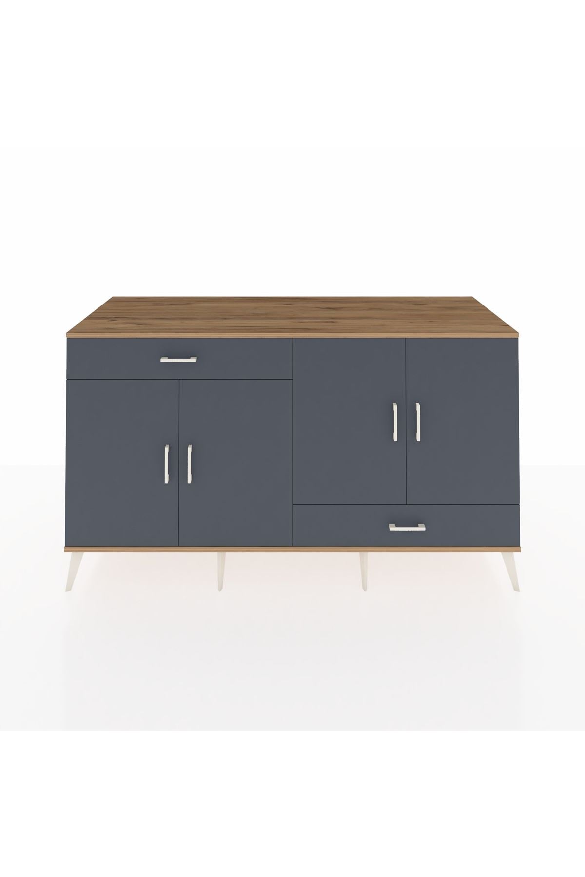 Kronos Konsol 5 Raflı 2 Çekmeceli 4 Kapaklı 176x59x99 Çam-Antrasit