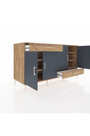 Kronos Konsol 5 Raflı 2 Çekmeceli 4 Kapaklı 176x59x99 Çam-Antrasit/Çam