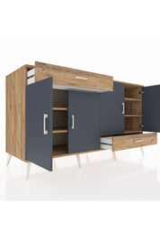 Kronos Konsol 5 Raflı 2 Çekmeceli 4 Kapaklı 176x59x99 Çam-Antrasit/Çam