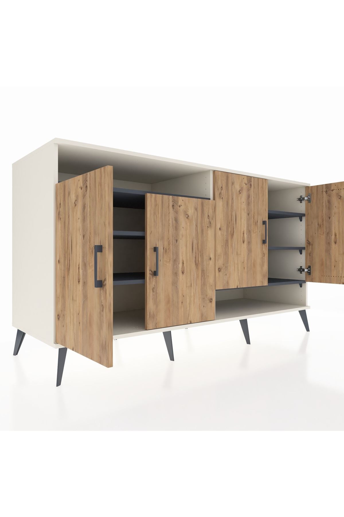 Kronos Konsol 6 Raflı 4 Kapaklı 176x59x99 Aytaşı-Çam/Antrasit