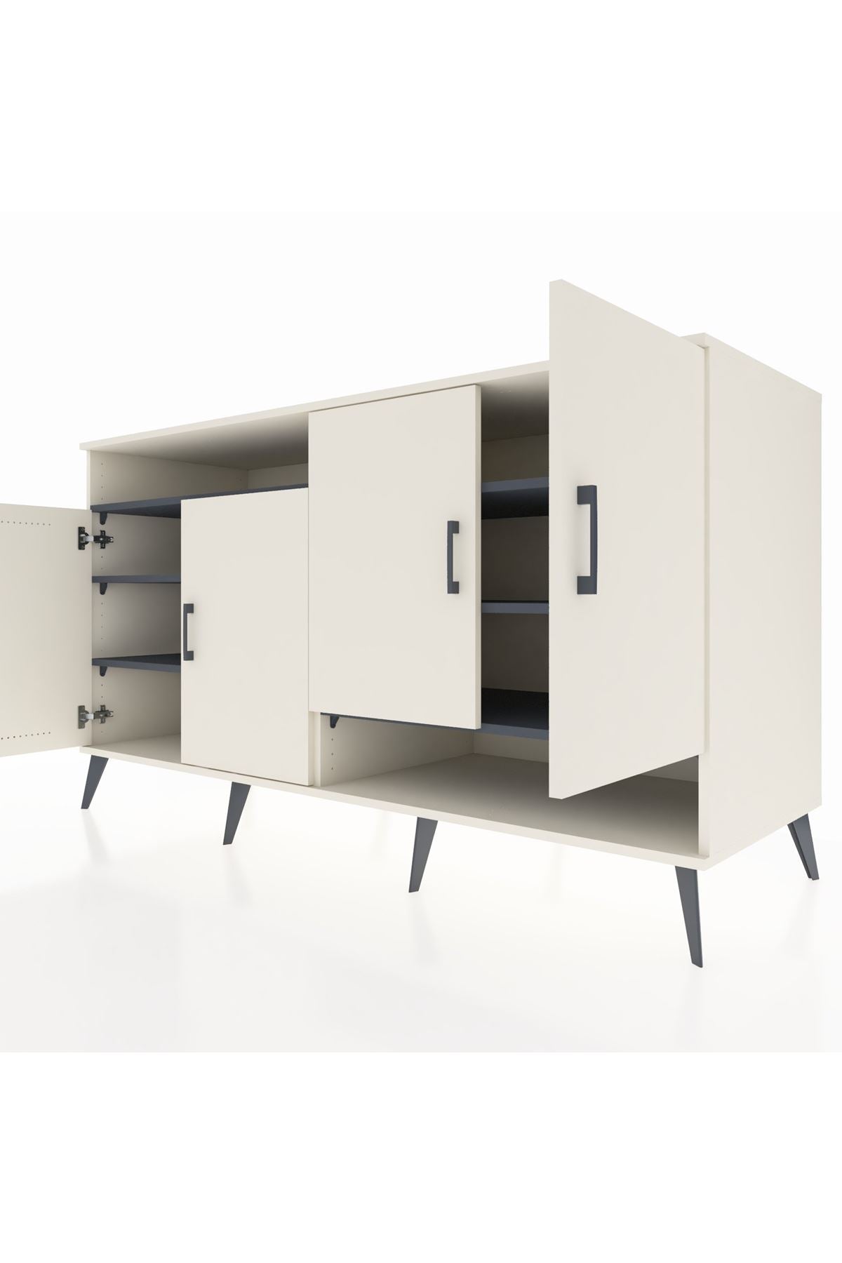 Kronos Konsol 6 Raflı 4 Kapaklı 176x59x99 Aytaşı-Aytaşı/Antrasit