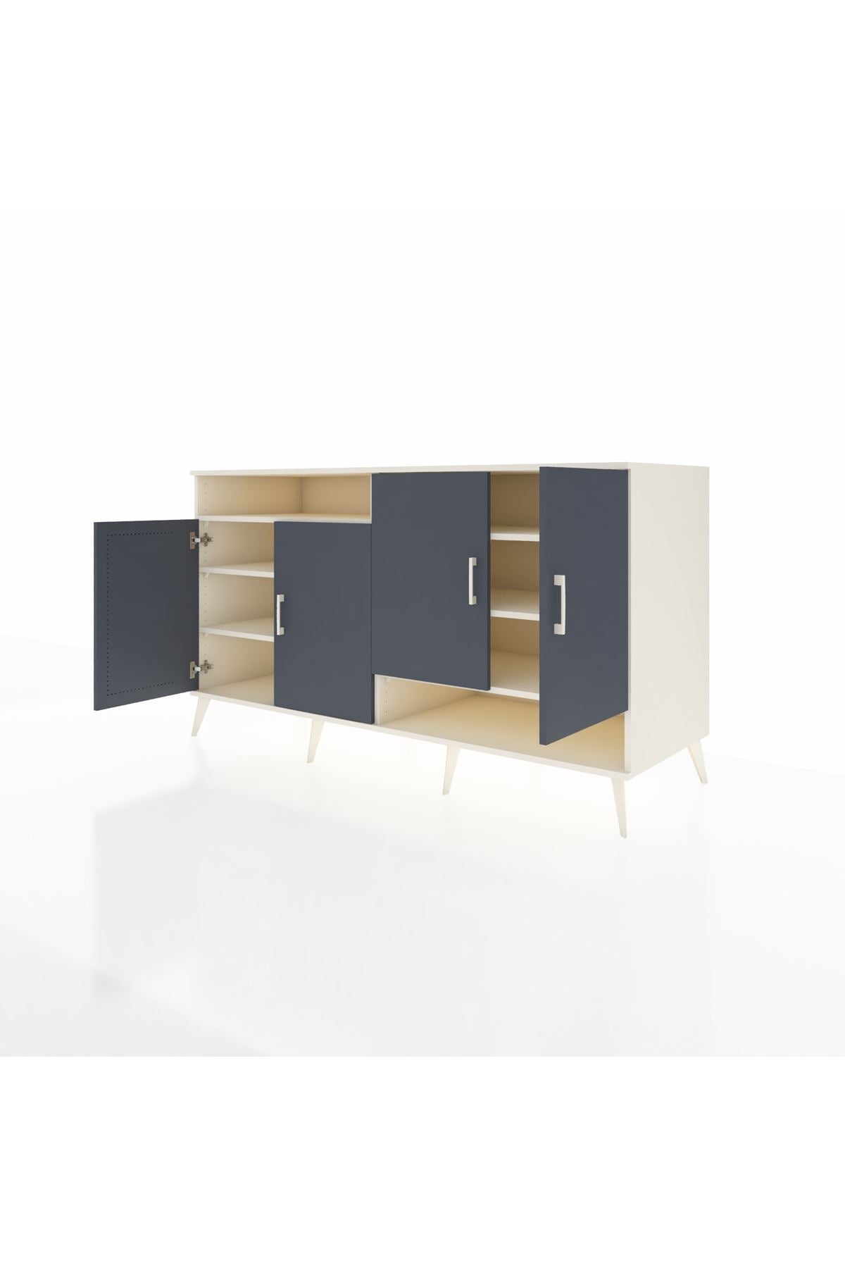 Kronos Konsol 6 Raflı 4 Kapaklı 176x59x99 Aytaşı-Antrasit/Aytaşı