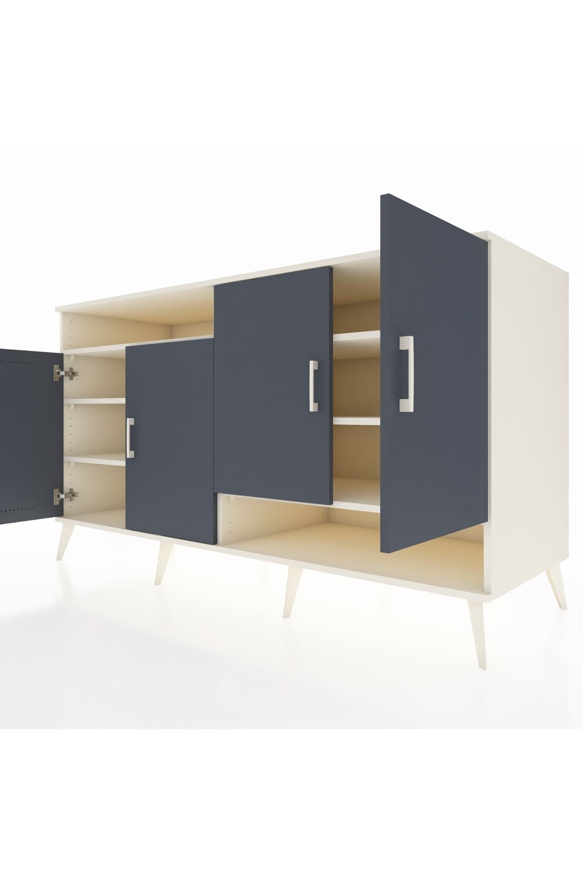 Kronos Konsol 6 Raflı 4 Kapaklı 176x59x99 Aytaşı-Antrasit/Aytaşı