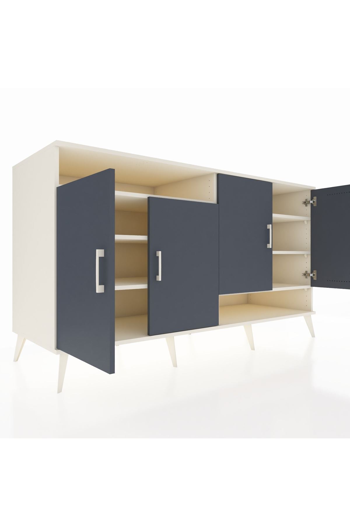 Kronos Konsol 6 Raflı 4 Kapaklı 176x59x99 Aytaşı-Antrasit/Aytaşı