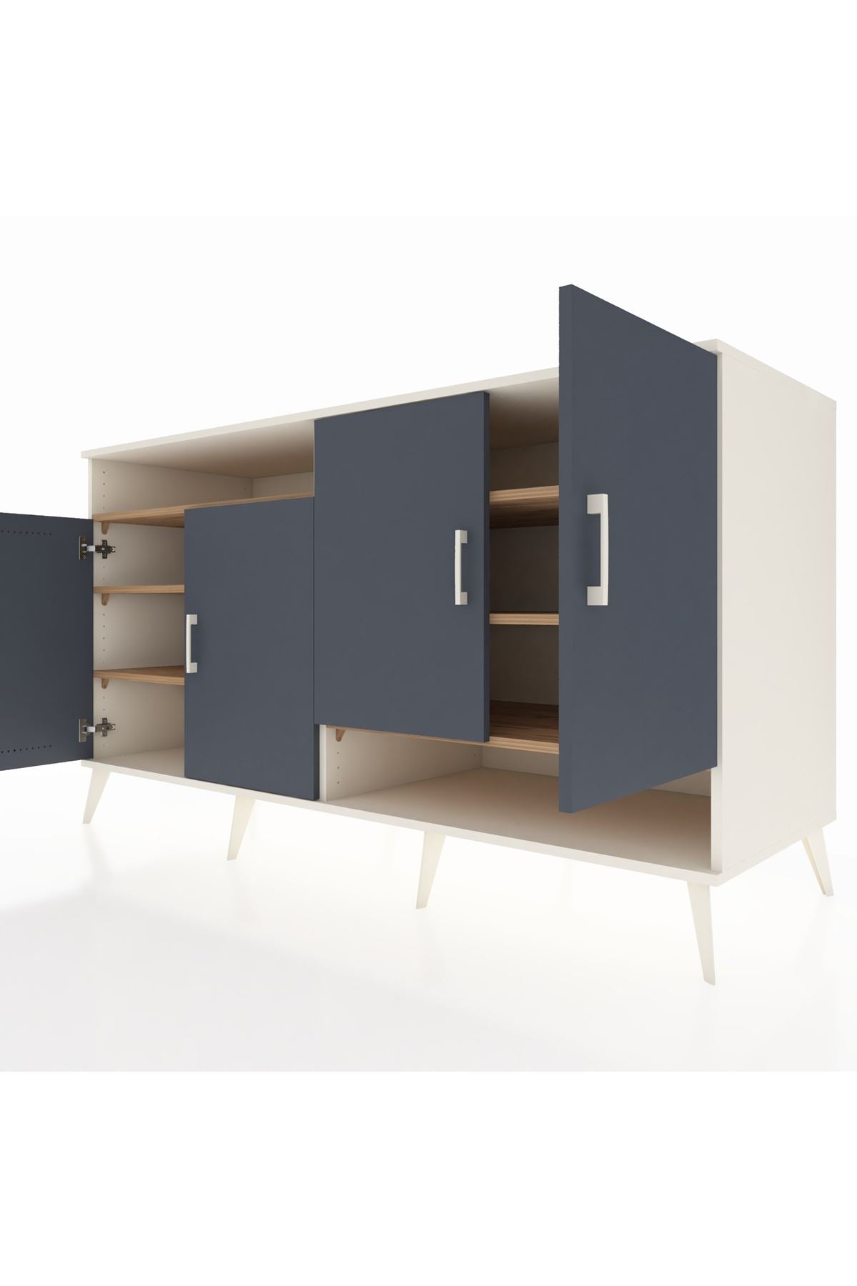 Kronos Konsol 6 Raflı 4 Kapaklı 176x59x99 Aytaşı-Antrasit/Çam