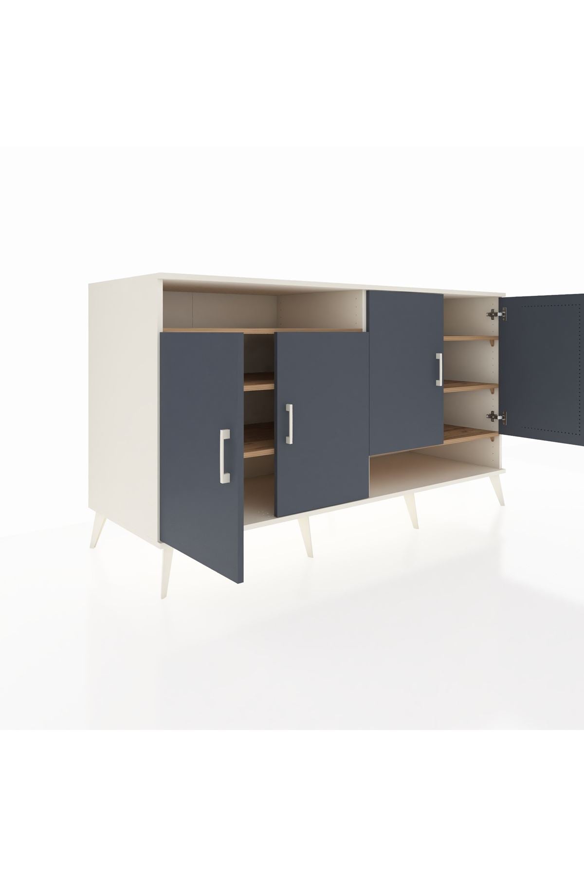 Kronos Konsol 6 Raflı 4 Kapaklı 176x59x99 Aytaşı-Antrasit/Çam