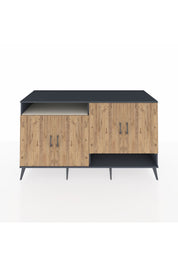 Kronos Konsol 6 Raflı 4 Kapaklı 176x59x99 Antrasit-Çam/Aytaşı