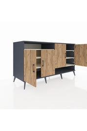 Kronos Konsol 6 Raflı 4 Kapaklı 176x59x99 Antrasit-Çam/Aytaşı