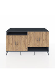 Kronos Konsol 6 Raflı 4 Kapaklı 176x59x99 Antrasit-Çam/Antrasit