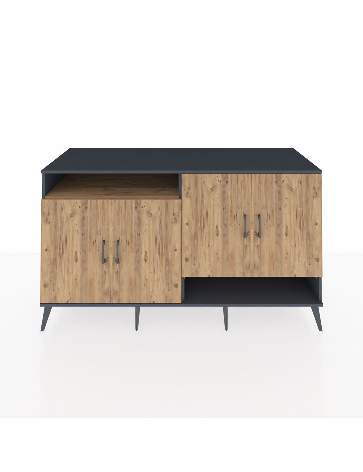 Kronos Konsol 6 Raflı 4 Kapaklı 176x59x99 Antrasit-Çam