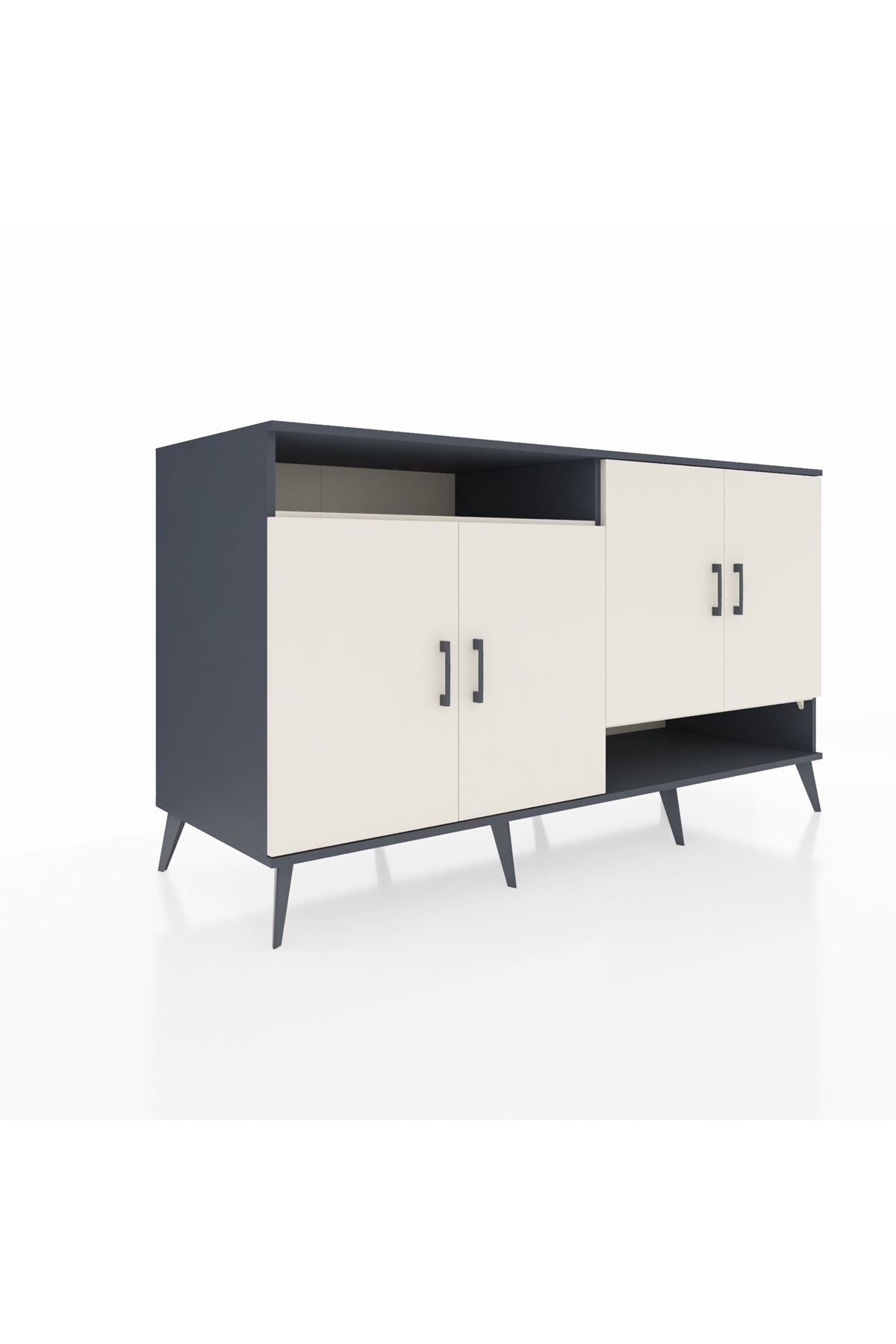 Kronos Konsol 6 Raflı 4 Kapaklı 176x59x99 Antrasit-Aytaşı