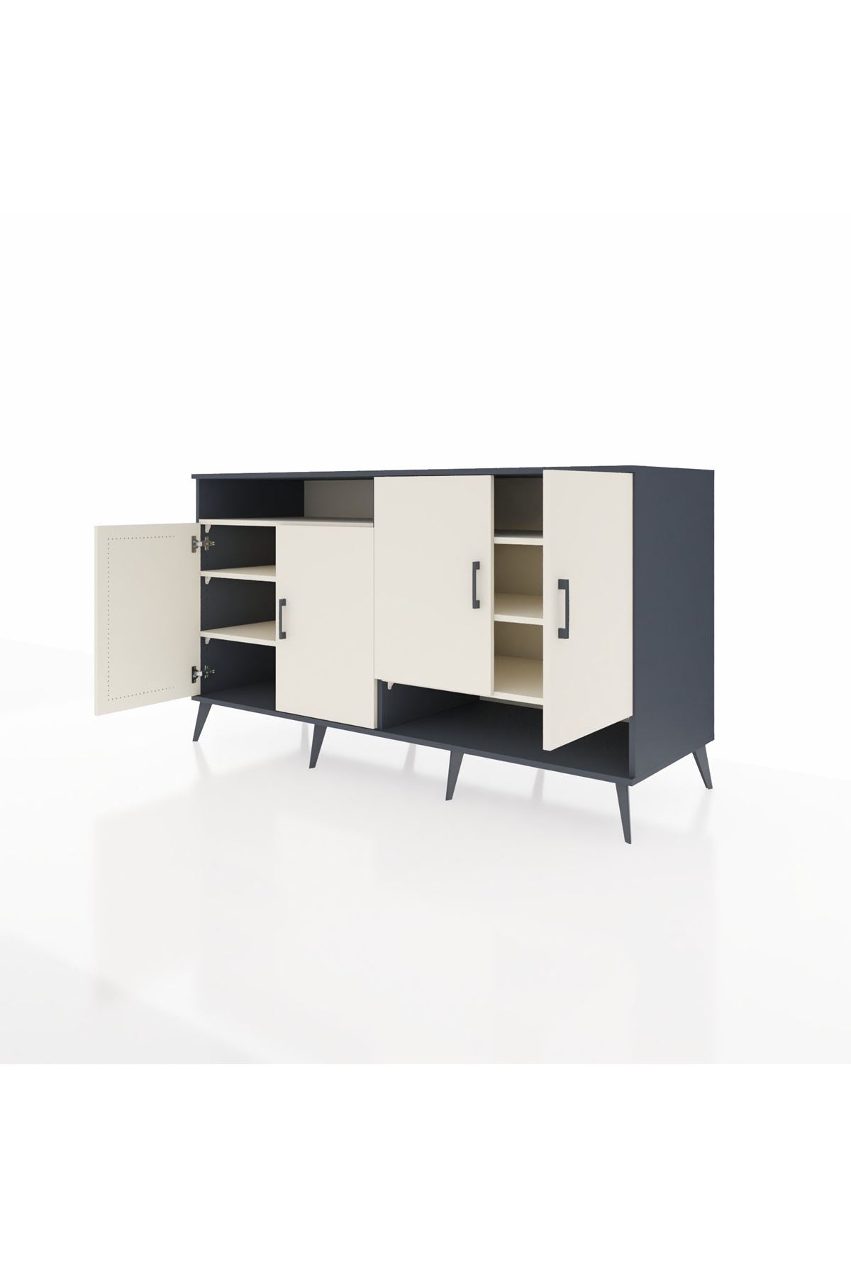 Kronos Konsol 6 Raflı 4 Kapaklı 176x59x99 Antrasit-Aytaşı