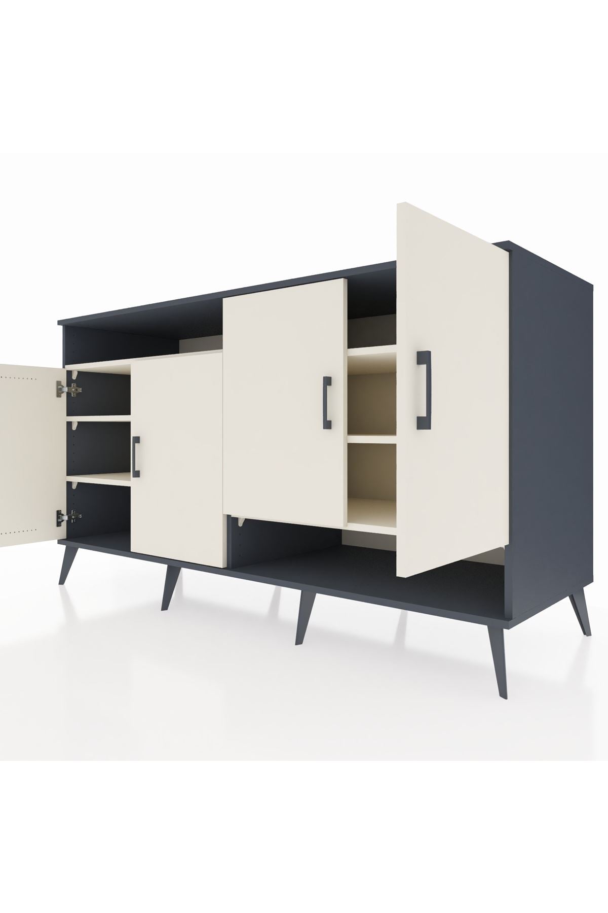 Kronos Konsol 6 Raflı 4 Kapaklı 176x59x99 Antrasit-Aytaşı