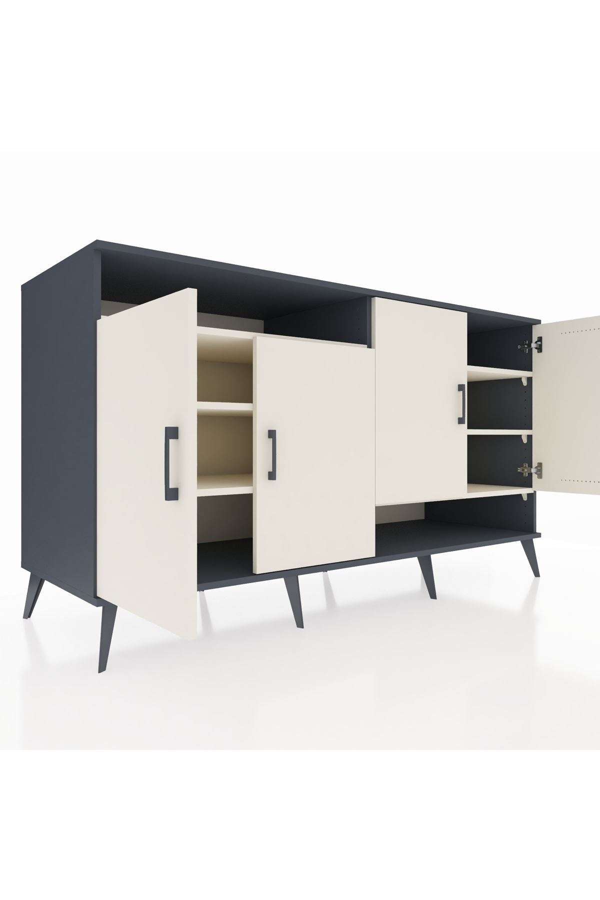 Kronos Konsol 6 Raflı 4 Kapaklı 176x59x99 Antrasit-Aytaşı