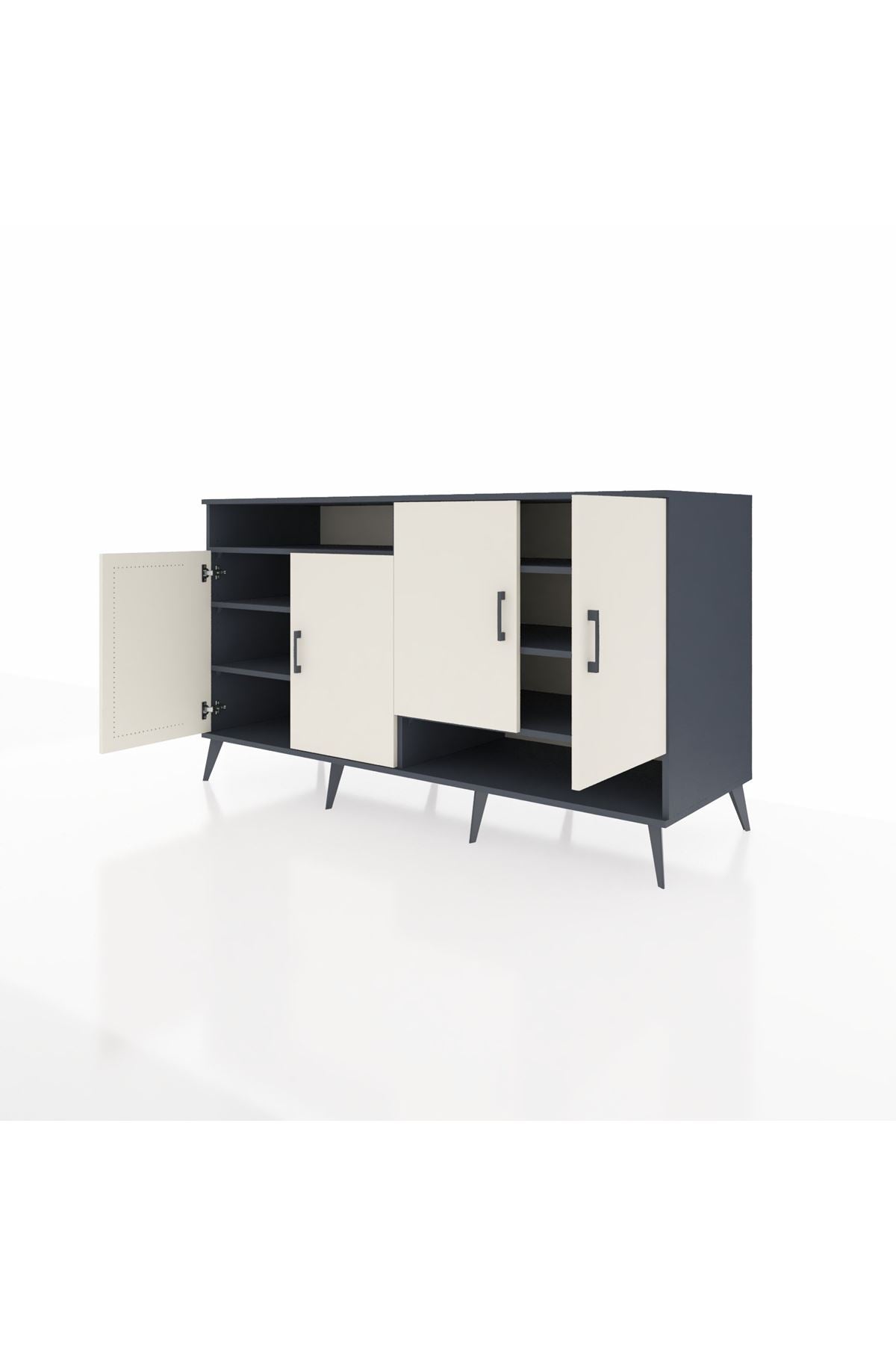 Kronos Konsol 6 Raflı 4 Kapaklı 176x59x99 Antrasit-Aytaşı/Antrasit