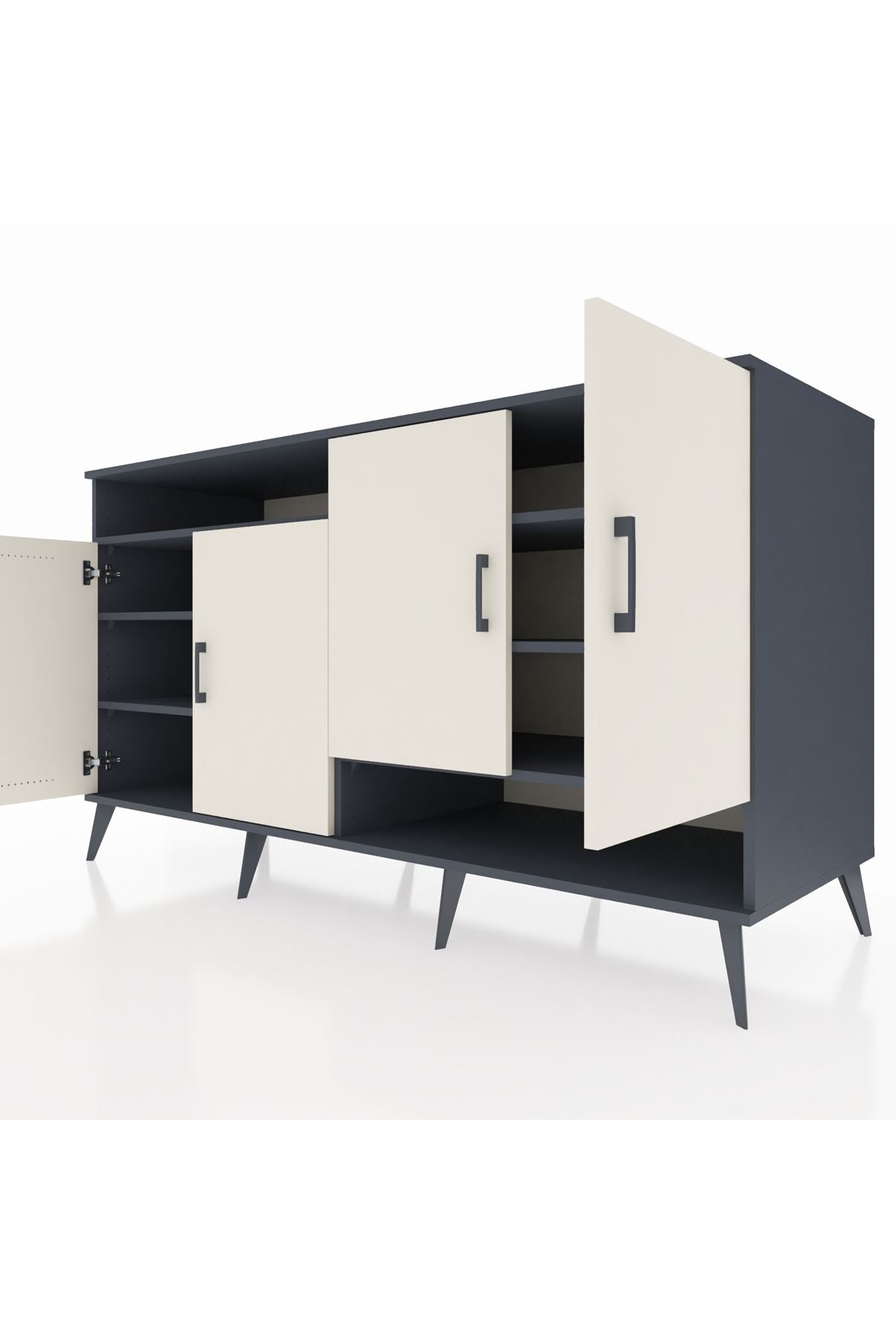 Kronos Konsol 6 Raflı 4 Kapaklı 176x59x99 Antrasit-Aytaşı/Antrasit