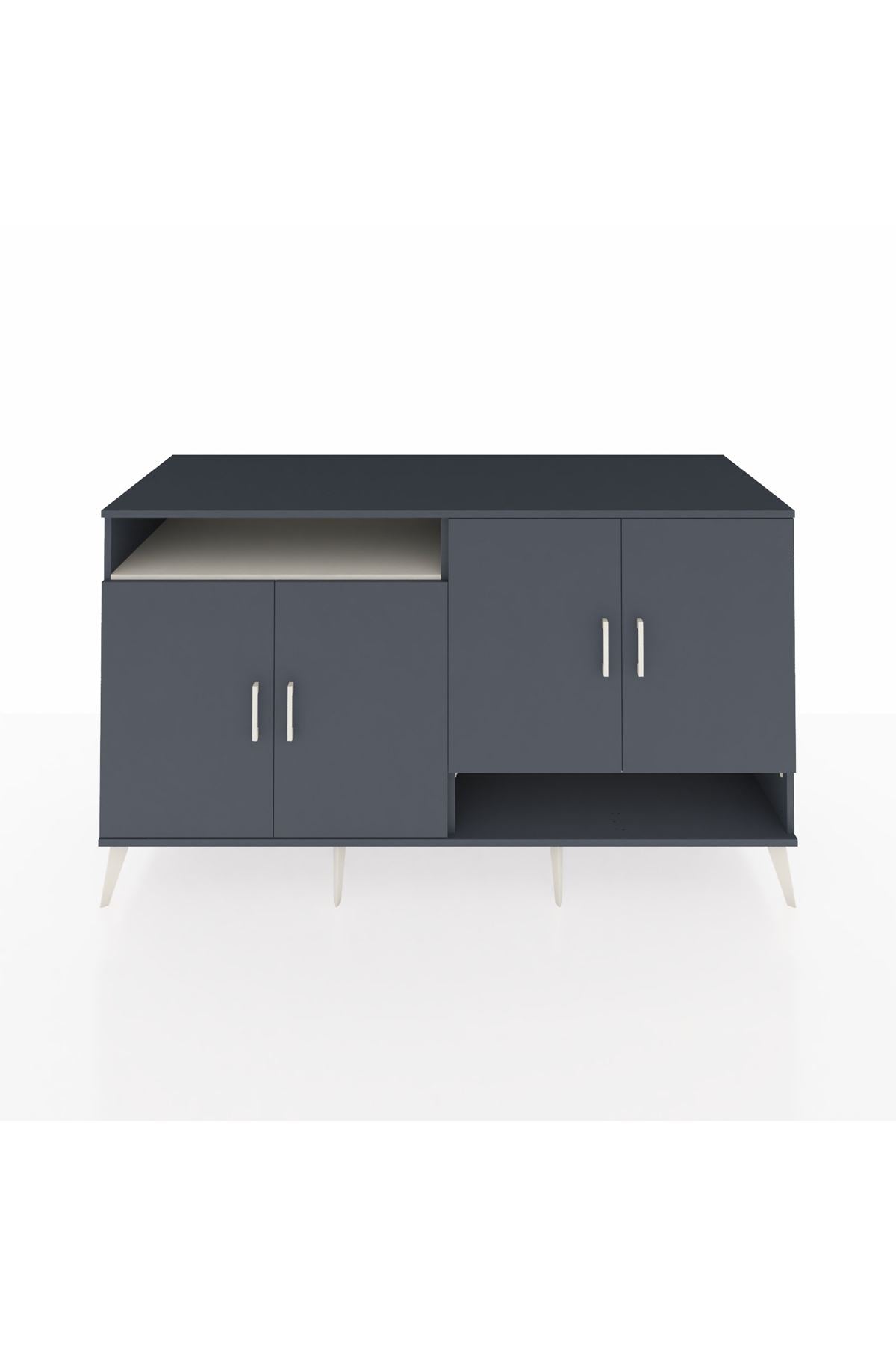 Kronos Konsol 6 Raflı 4 Kapaklı 176x59x99 Antrasit-Antrasit/Aytaşı