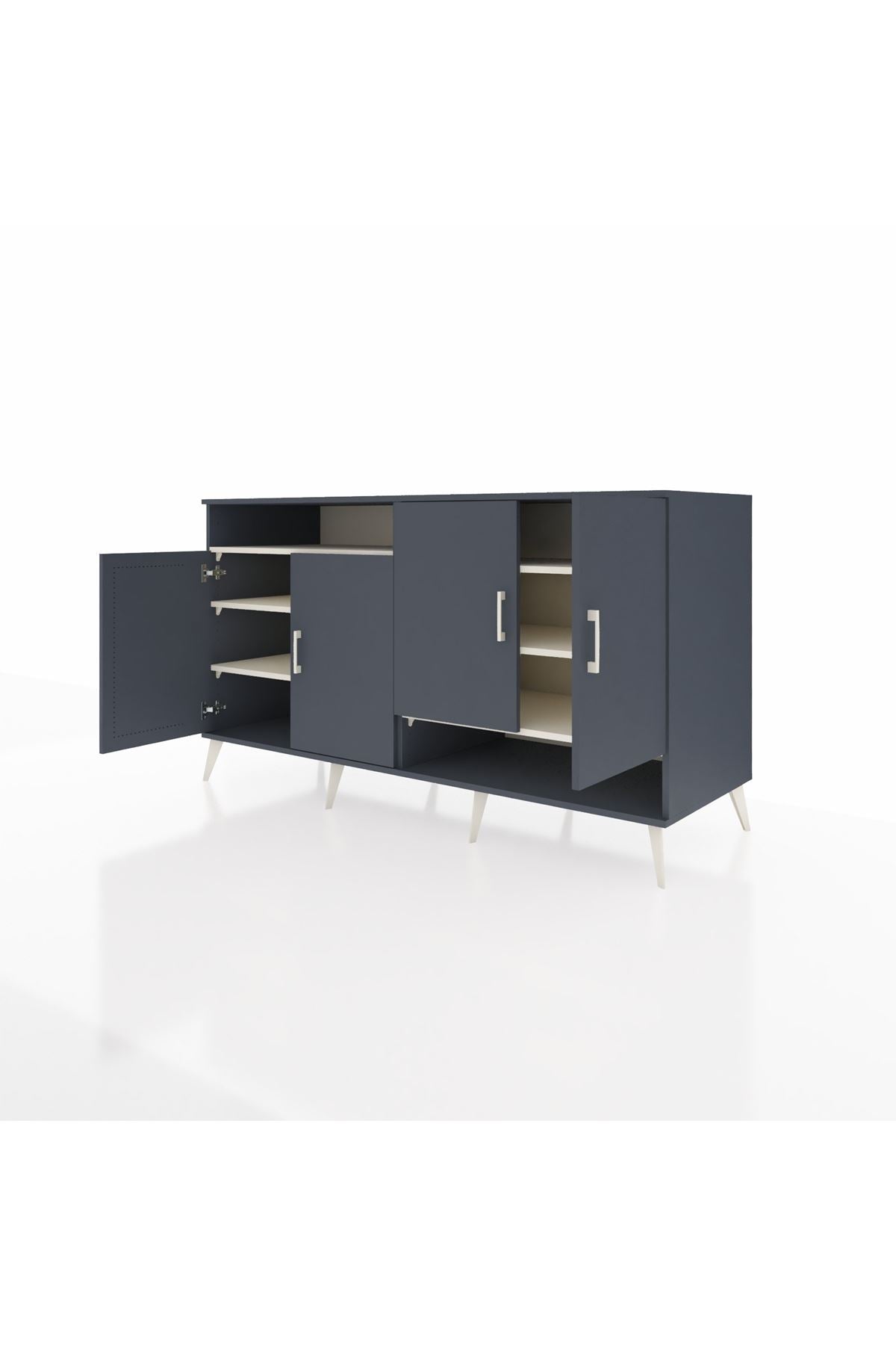 Kronos Konsol 6 Raflı 4 Kapaklı 176x59x99 Antrasit-Antrasit/Aytaşı