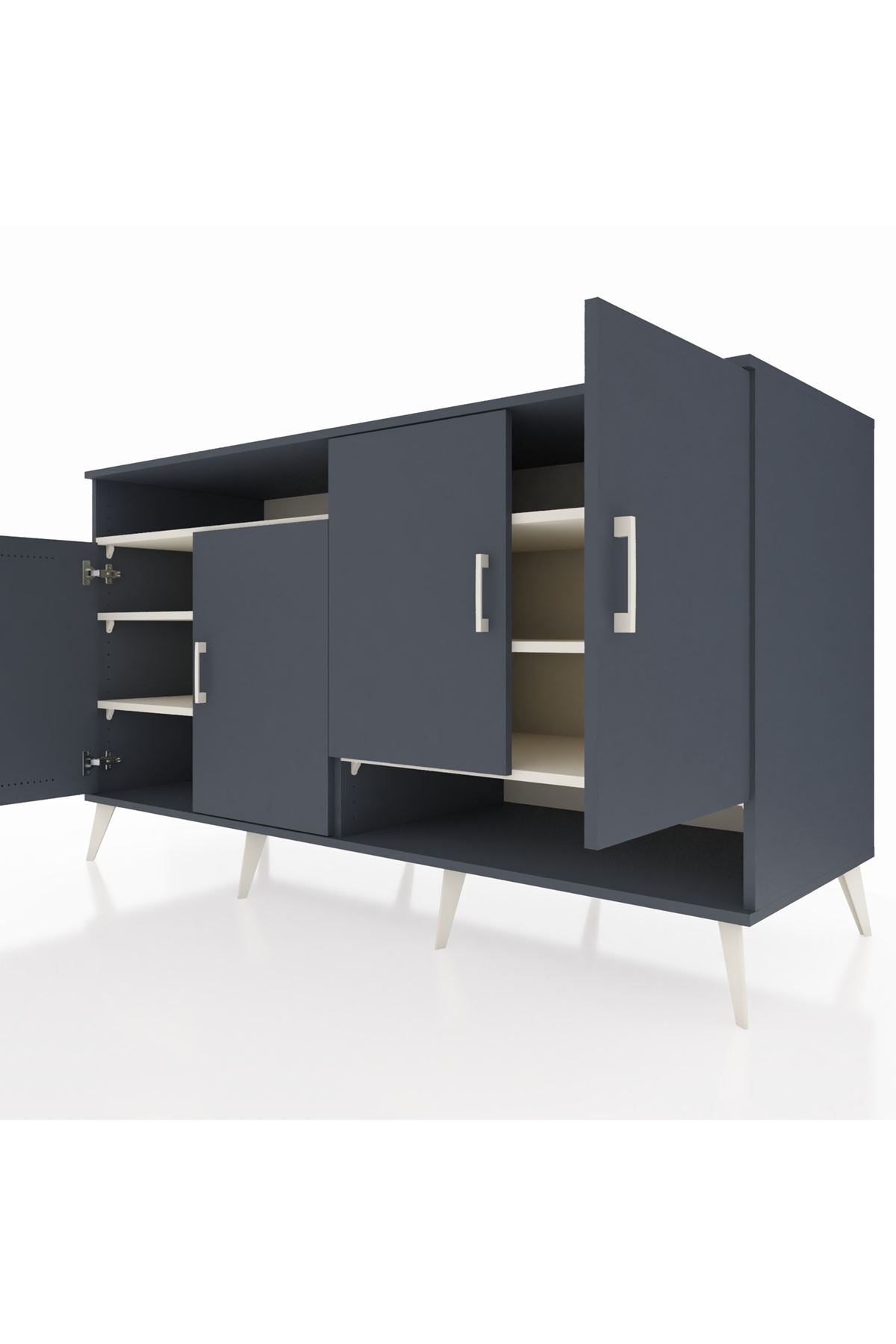 Kronos Konsol 6 Raflı 4 Kapaklı 176x59x99 Antrasit-Antrasit/Aytaşı