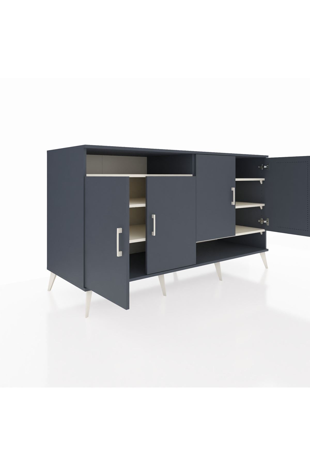 Kronos Konsol 6 Raflı 4 Kapaklı 176x59x99 Antrasit-Antrasit/Aytaşı