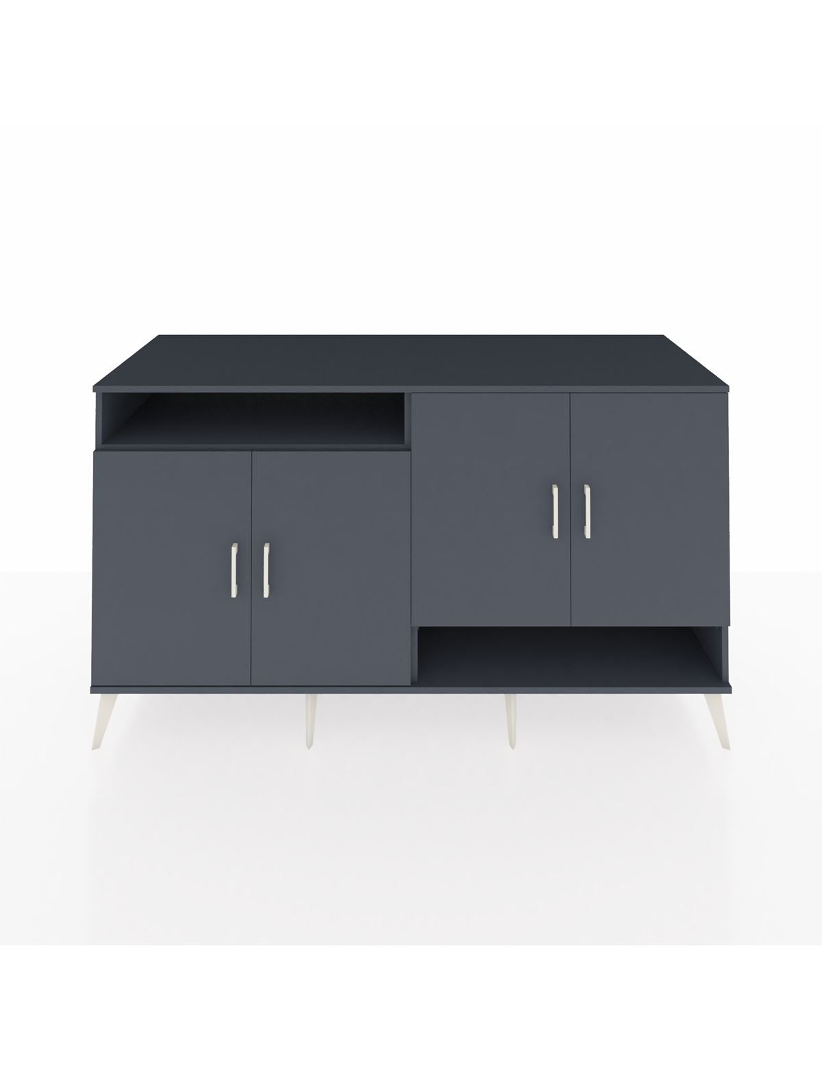 Kronos Konsol 6 Raflı 4 Kapaklı 176x59x99 Antrasit-Antrasit