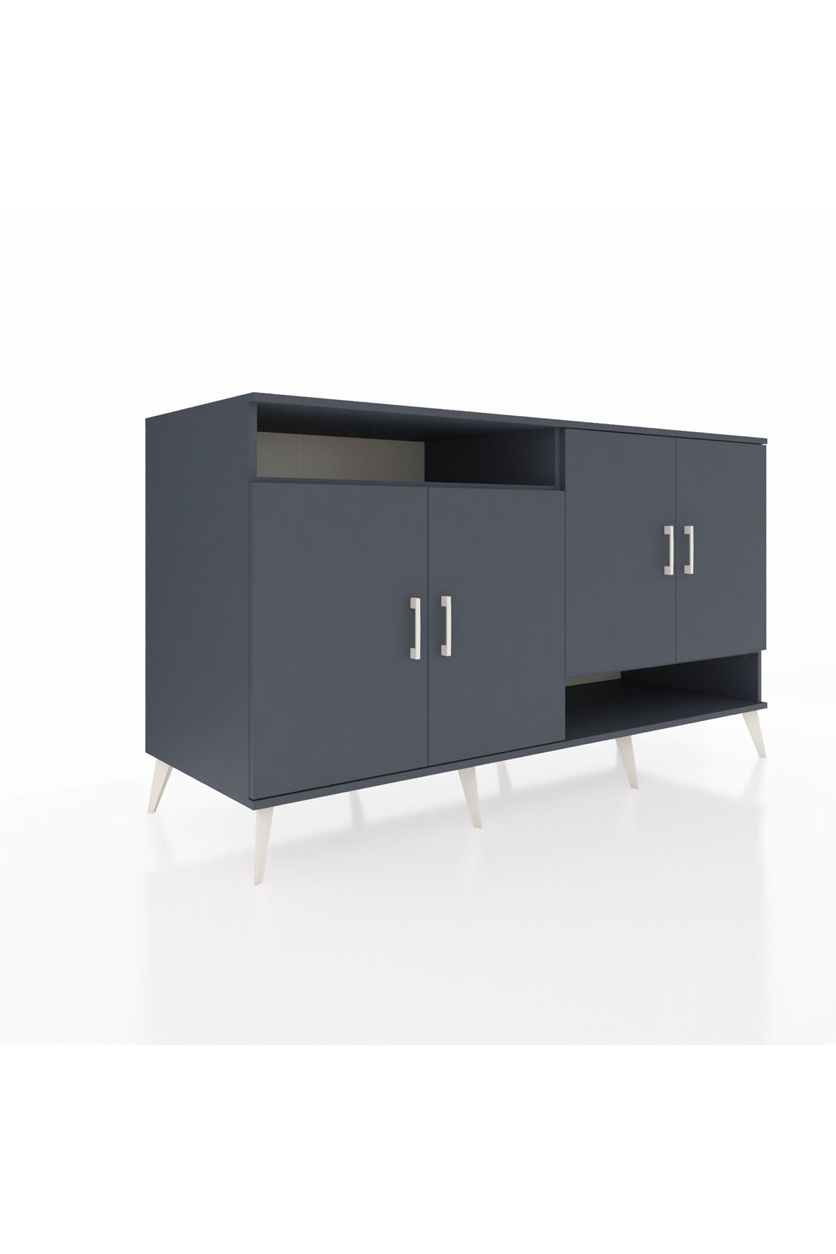 Kronos Konsol 6 Raflı 4 Kapaklı 176x59x99 Antrasit-Antrasit