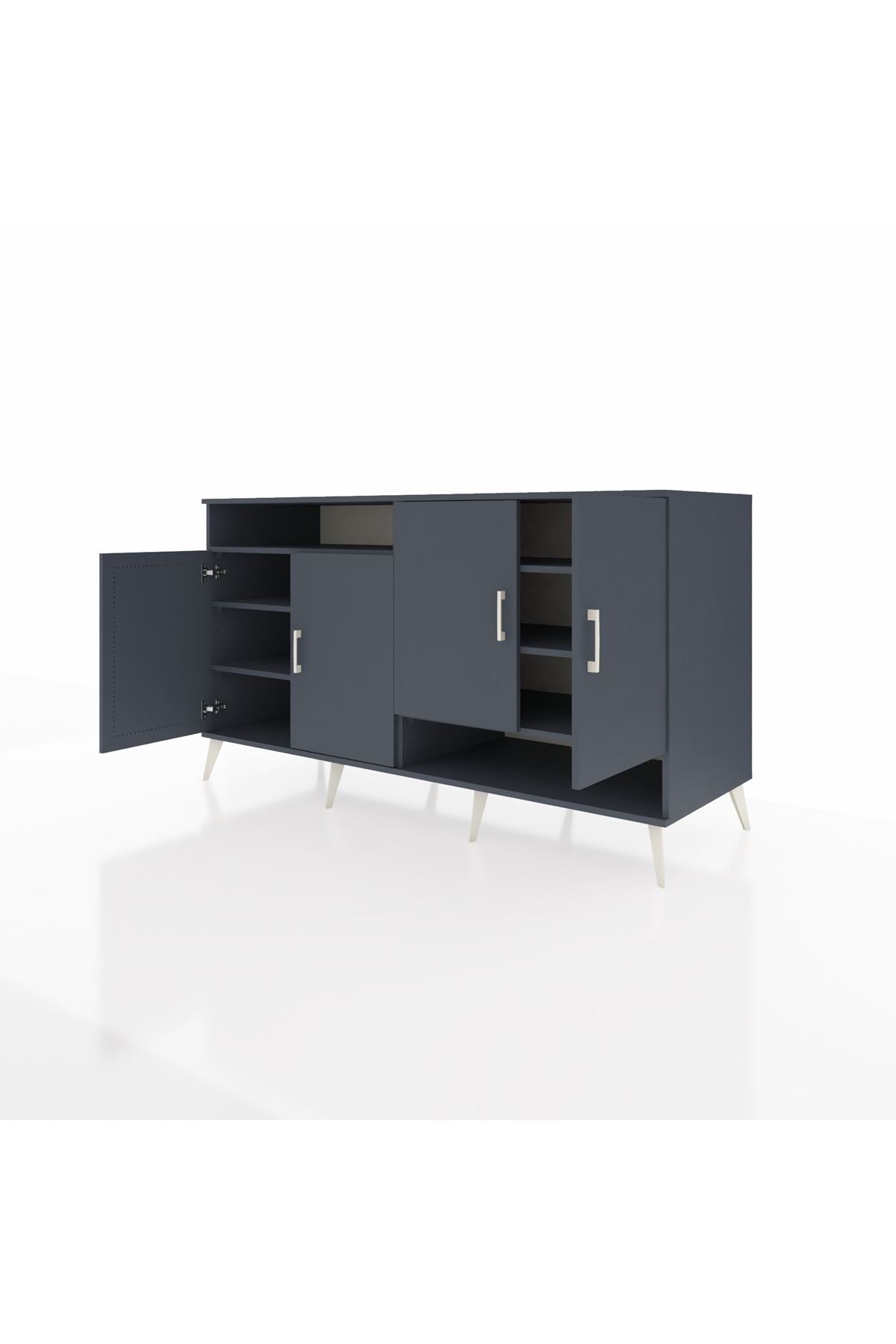 Kronos Konsol 6 Raflı 4 Kapaklı 176x59x99 Antrasit-Antrasit